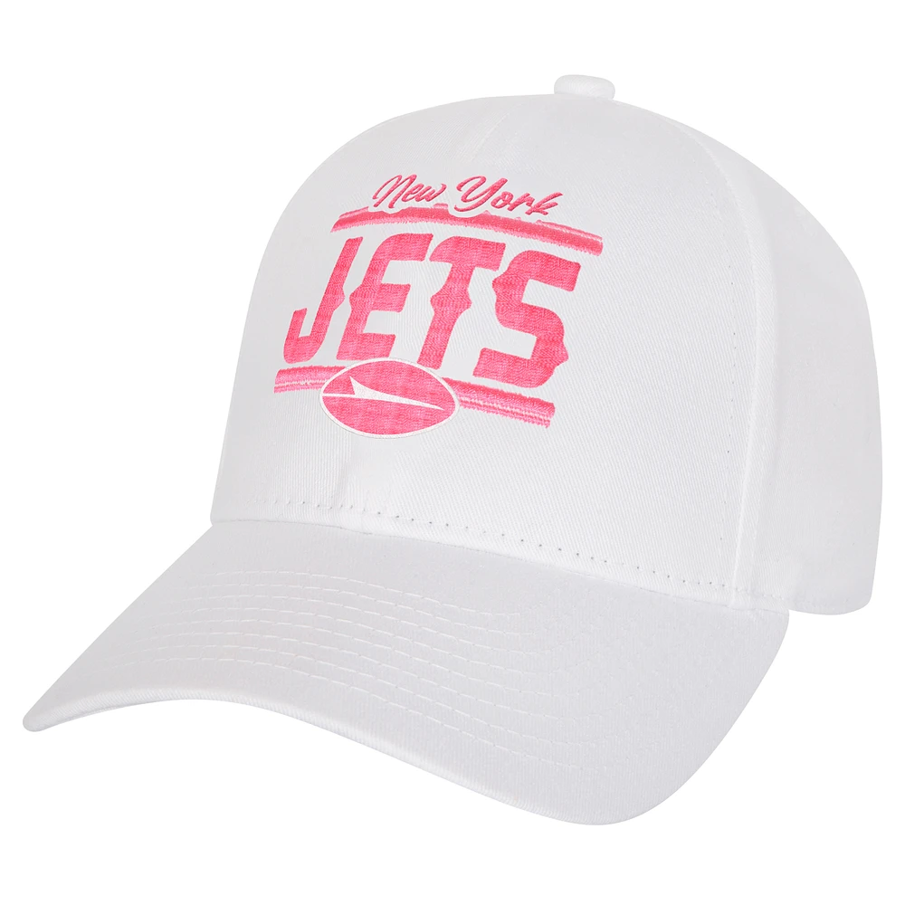 Girls Youth New York Jets All White Structured Adjustable Hat