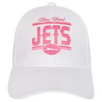 Casquette réglable structurée entièrement blanche pour jeunes filles des New York Jets