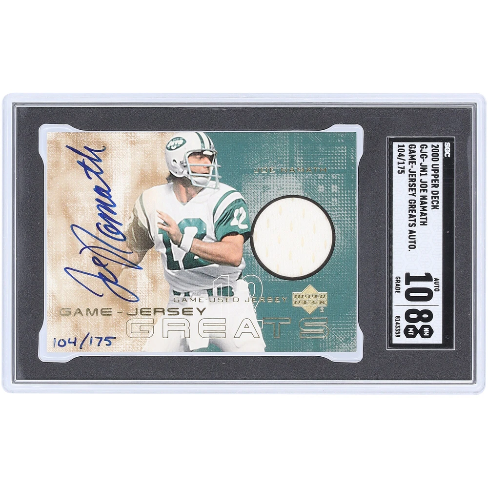 Joe Namath New York Jets Autographed 2000 Upper Deck Game-Jersey Greats Relic #GJG-JN1 #104/175 SGC Authenticated 8/10 Card