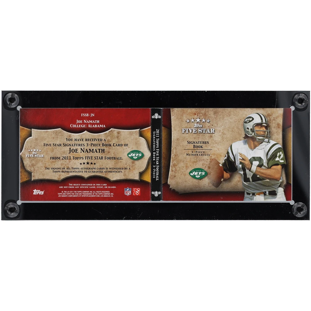 Joe Namath New York Jets Autographed 2011 Topps Five Star Triple GU Relic Platinum #FSSB-JN #1/1 Card