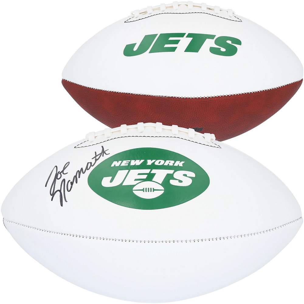 Ballon de football Franklin White Panel autographié par Joe Namath des New York Jets