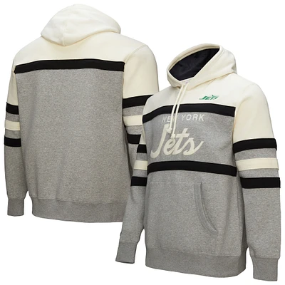 Sweat à capuche logo vintage pour homme Mitchell & Ness Heather Grey New York Jets Head Coach