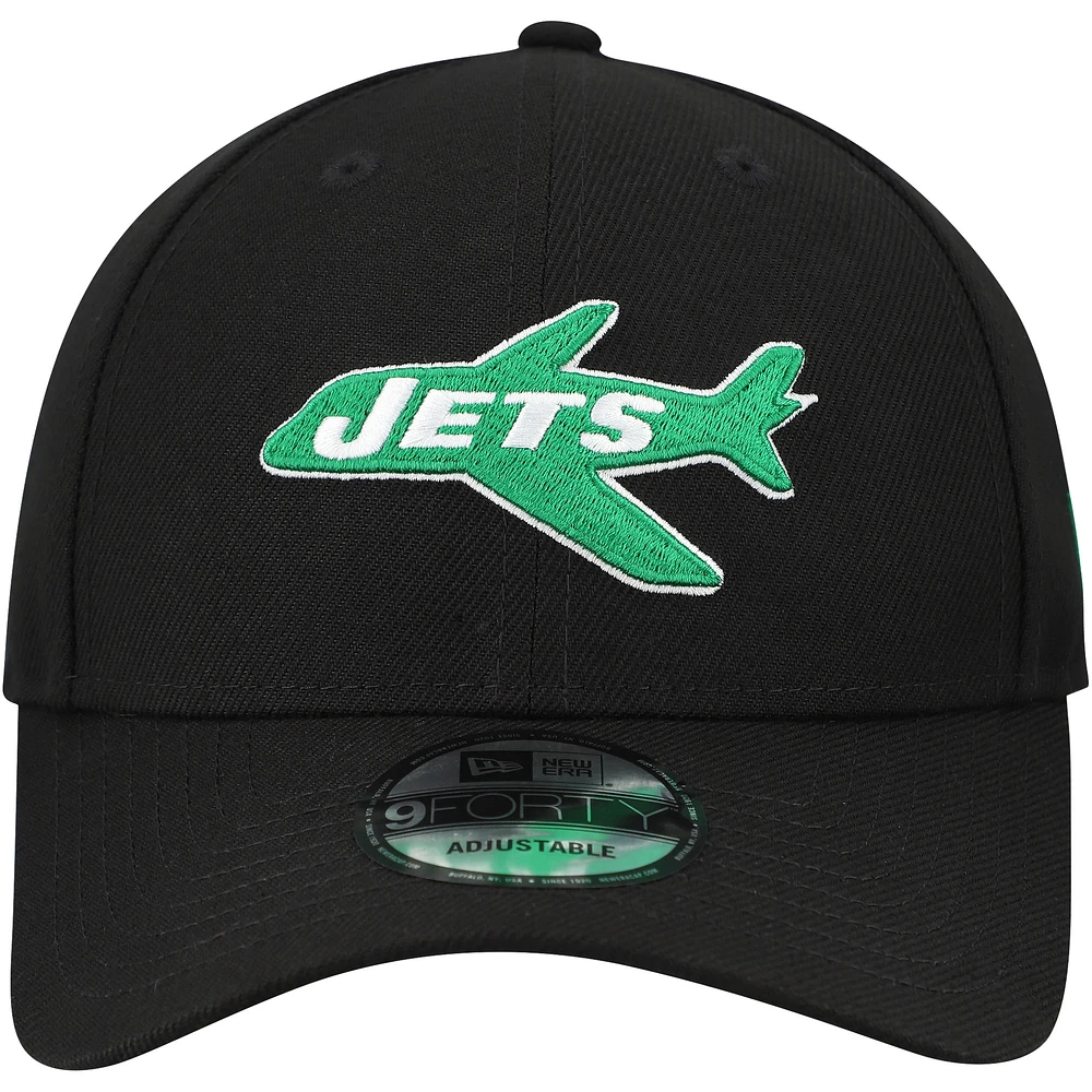 Casquette ajustable New Era noire New York Jets The League 9FORTY pour homme