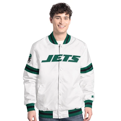 Veste universitaire à boutons-pression Starter White New York Jets Scout pour homme