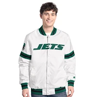 Veste universitaire à boutons-pression Starter White New York Jets Scout pour homme