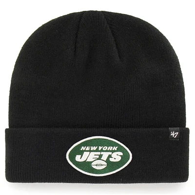 Bonnet en tricot basique à revers pour homme '47 Black New York Jets