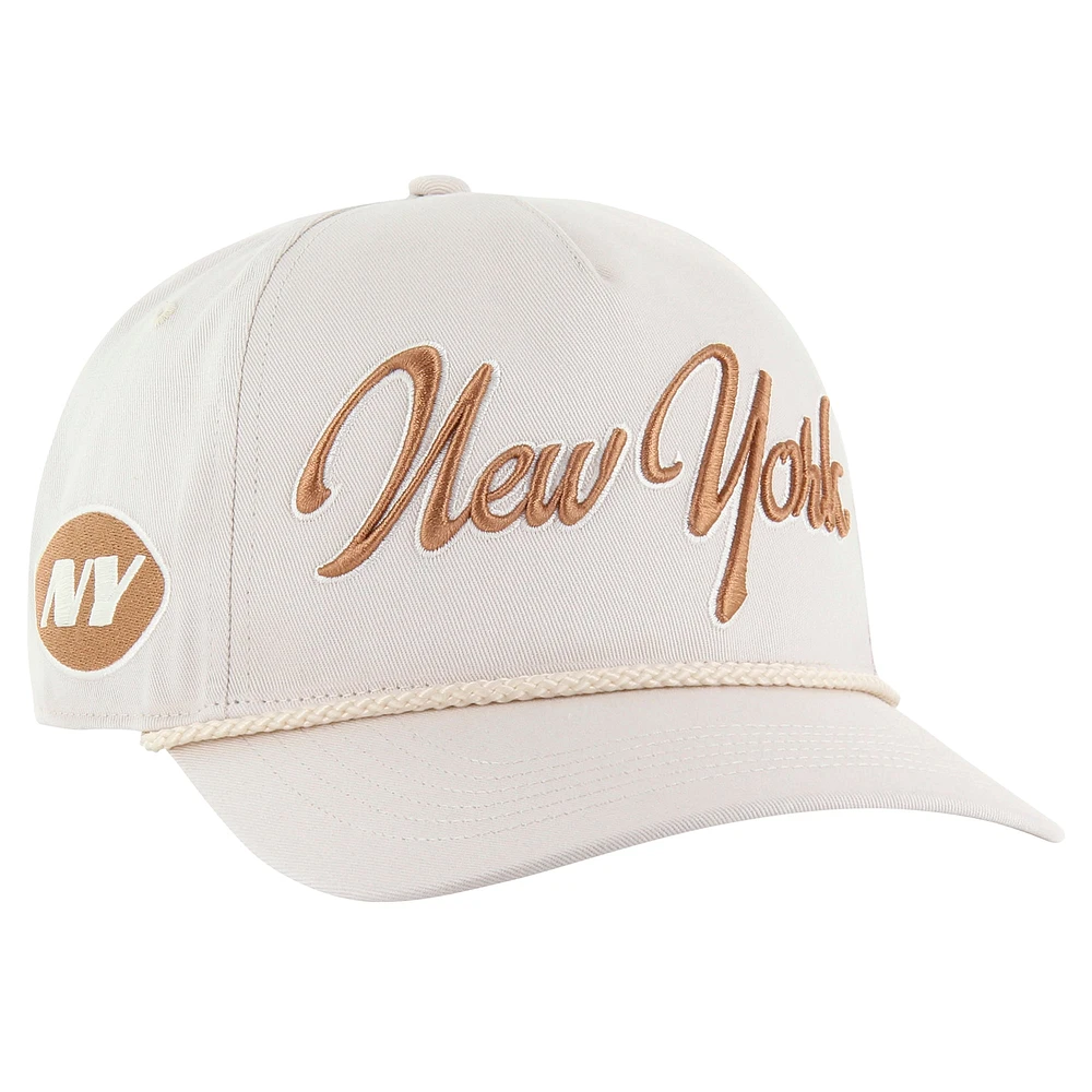 Casquette ajustable à revers New York Jets '47 Cream pour homme