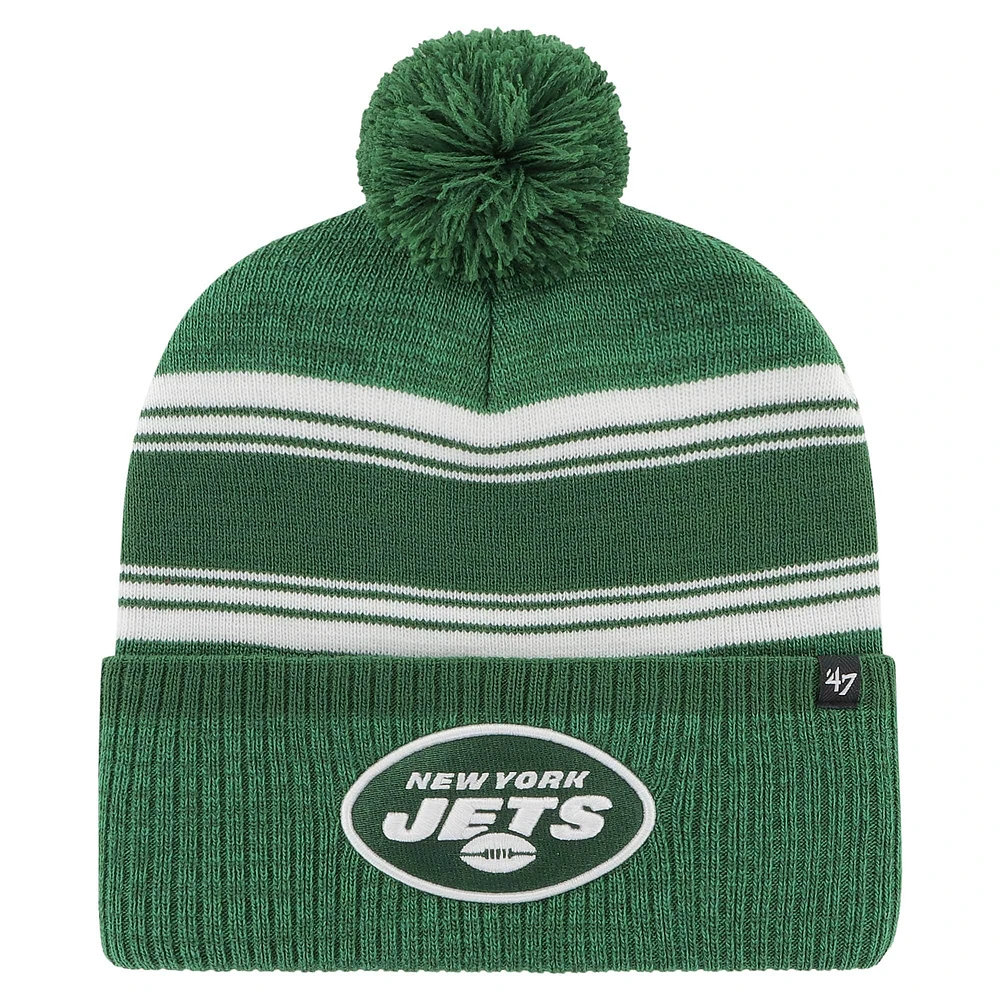 Bonnet en tricot à revers Fadeout '47 vert New York Jets pour hommes avec pompon