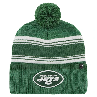 Bonnet en tricot à revers Fadeout '47 vert New York Jets pour hommes avec pompon