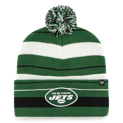 Bonnet en tricot à revers Powerline '47 vert New York Jets pour femmes avec pompon