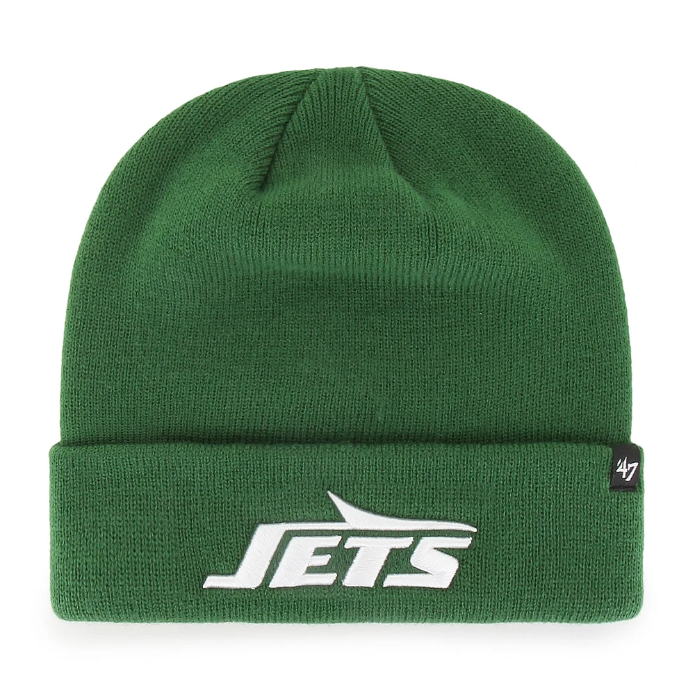 Bonnet en tricot à revers pour homme, modèle 47, vert, New York Jets