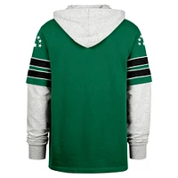 Men's '47 Kelly Green New York Jets  Throwback Double Header Blitz Cornerback Pullover Hoodie