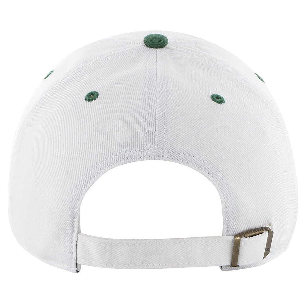 Men's '47 White/Green New York Jets Double Header Diamond Clean Up Adjustable Hat