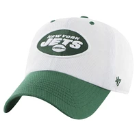 Men's '47 White/Green New York Jets Double Header Diamond Clean Up Adjustable Hat