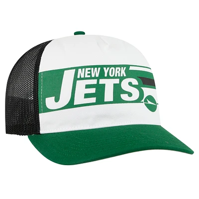 Men's '47 White/Green New York Jets Stack Line Hitch Trucker Adjustable Hat