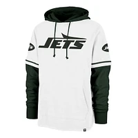 Men's '47 White New York Jets Trifecta Shortstop Pullover Hoodie