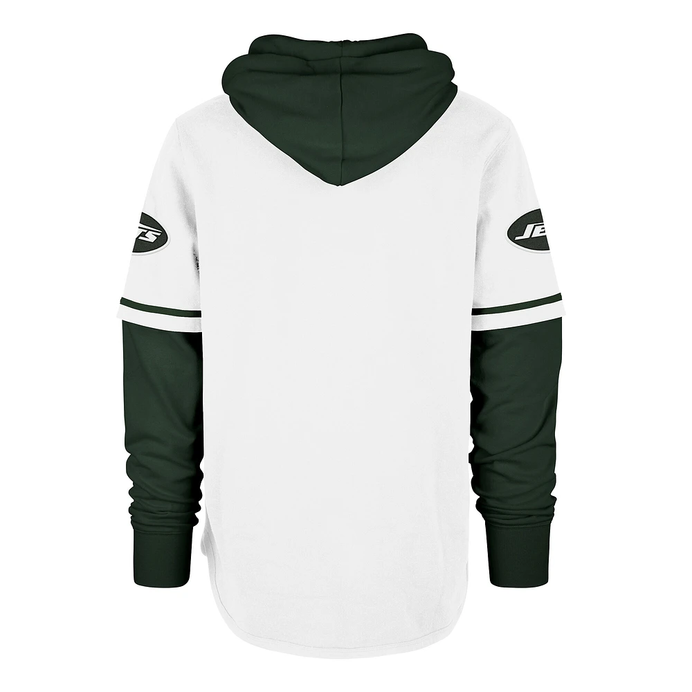 Men's '47 White New York Jets Trifecta Shortstop Pullover Hoodie
