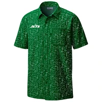Men's Columbia PFG Green New York Jets Super Slack Tide Omni-Wick Button-Up Shirt