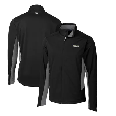 New York Jets Cutter & Buck Throwback Logo Navigate Softshell Big Tall Full-Zip Jacket - Black