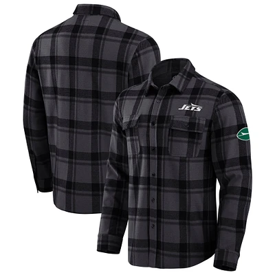 Chemise boutonnée noire à carreaux tri-blend des New York Jets pour homme, collection Darius Rucker par Fanatics