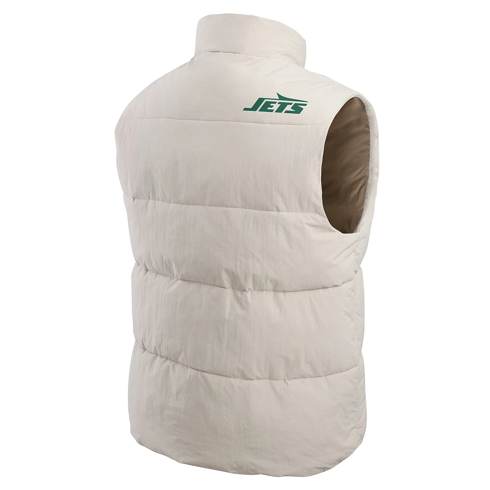 Men's Darius Rucker Collection by Fanatics Cream New York Jets Puffer Full-Snap Vest