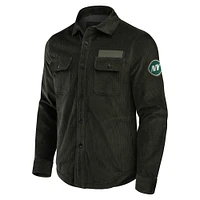 Veste-chemise en velours côtelé vert foncé à boutons pour homme de la collection Darius Rucker Fanatics des New York Jets