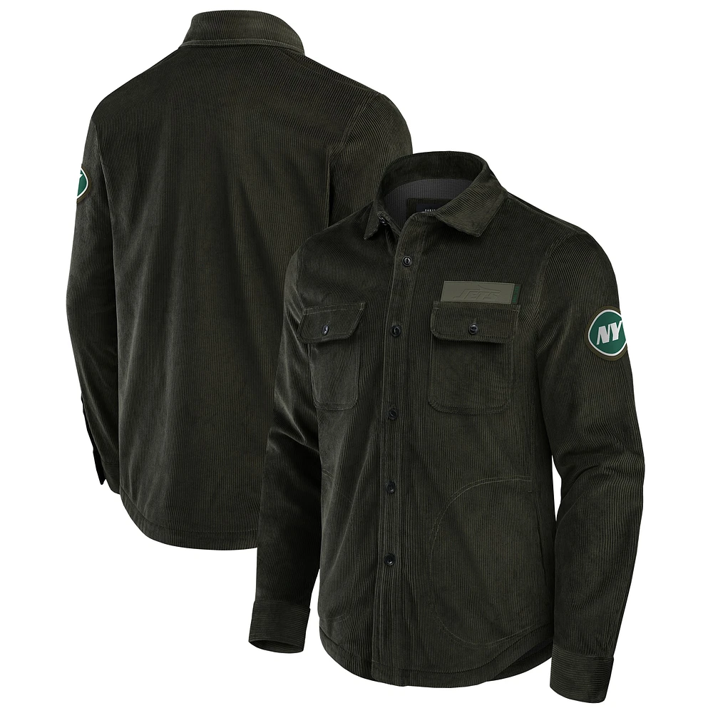 Men's Darius Rucker Collection by Fanatics Dark Green New York Jets Corduroy Full-Button Shacket