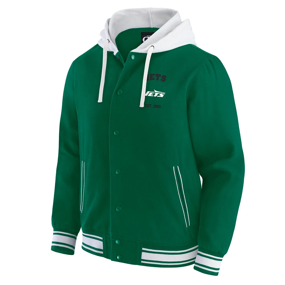 Men's Darius Rucker Collection by Fanatics Green New York Jets Full-Snap Hoodie Jacket