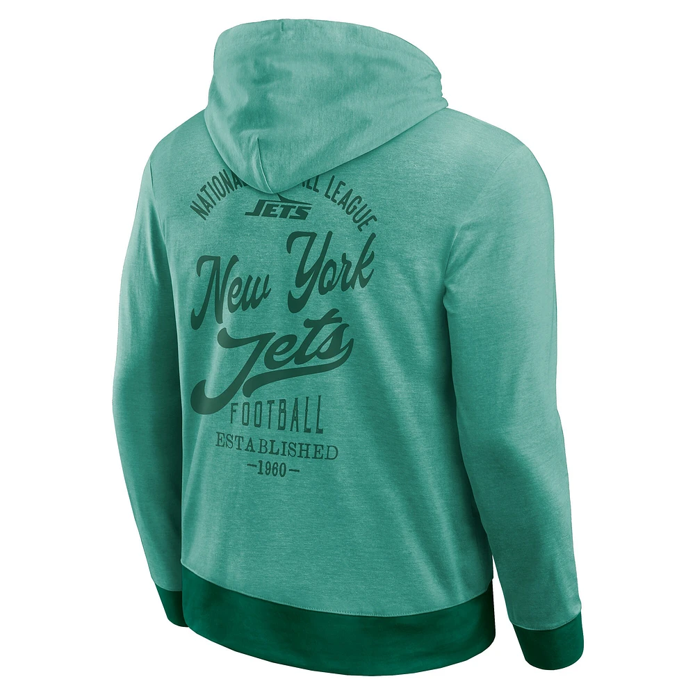 Men's Darius Rucker Collection by Fanatics Green New York Jets Tonal Knit Pullover Hoodie