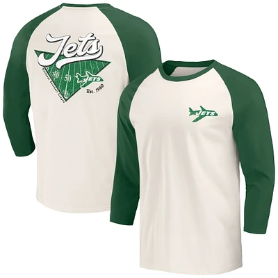 Men's Darius Rucker Collection by Fanatics Kelly Green/White New York Jets Raglan 3/4 Sleeve T-Shirt