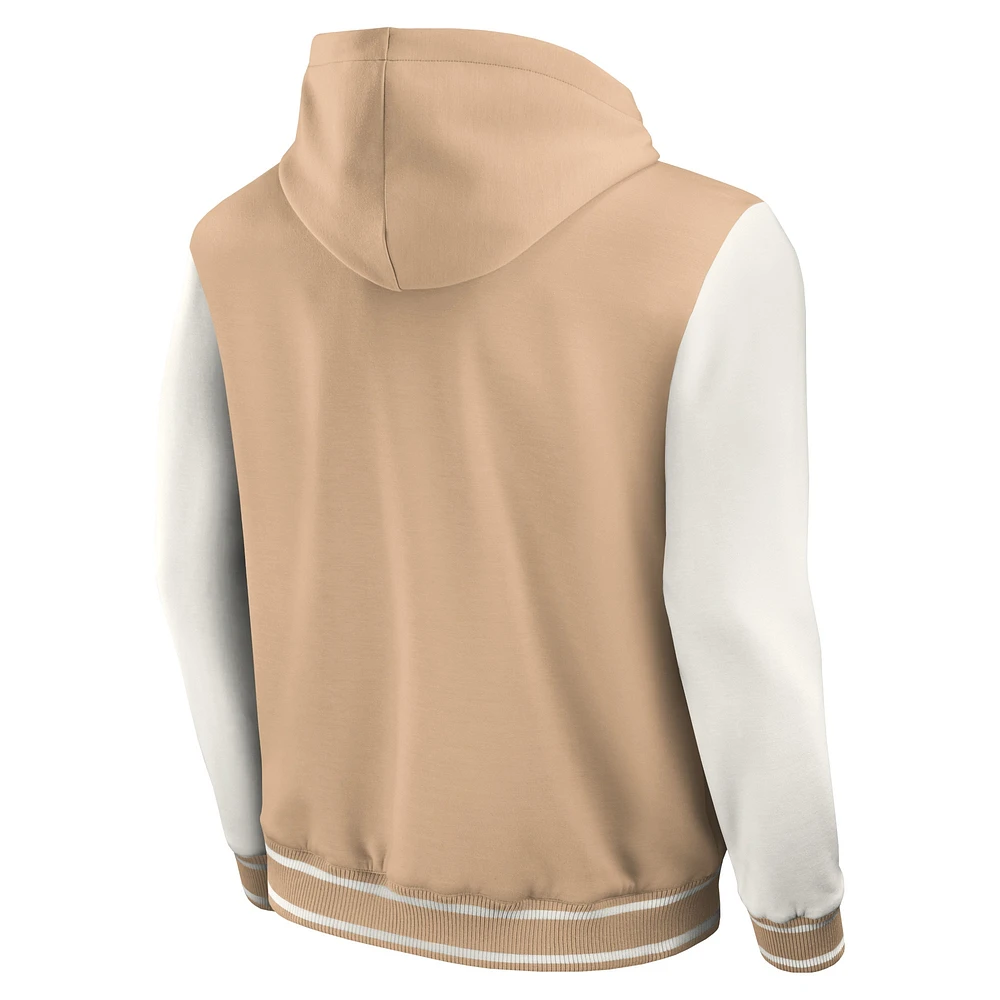 Veste à capuche boutons-pression en mélange de coton pour homme la collection Darius Rucker Fanatics, couleur tan, des New York Jets