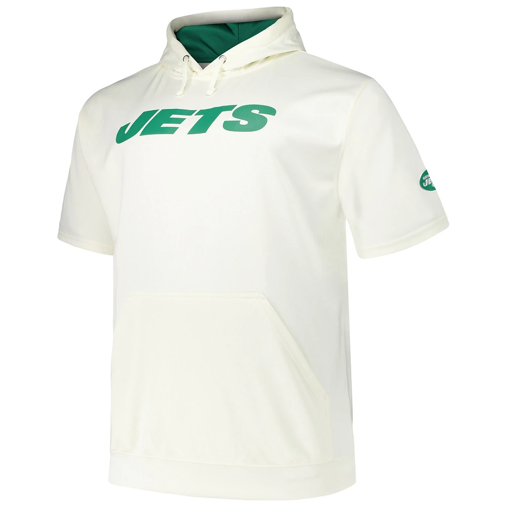 T-shirt à capuche manches courtes pour hommes Fanatics Aaron Rodgers crème New York Jets Big & Tall