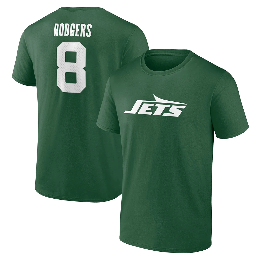 Men's Fanatics Aaron Rodgers Green New York Jets Player Icon Name & Number T-Shirt