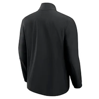 Men's Fanatics Black New York Jets Front Office Micro Tonal Quarter-Zip Pullover