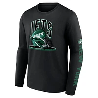 Men's Fanatics  Black New York Jets Helmet Platform Long Sleeve T-Shirt