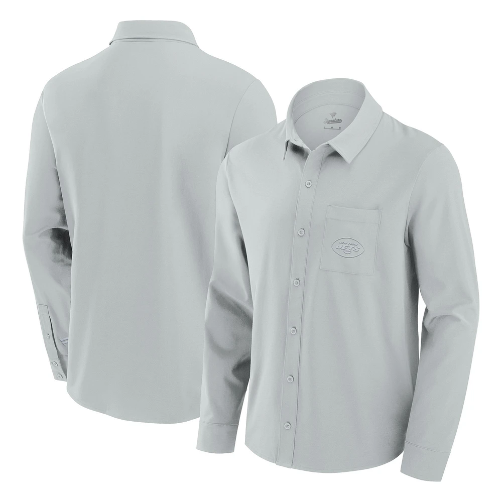 Chemise boutonnée à manches longues Fanatics pour hommes, grise