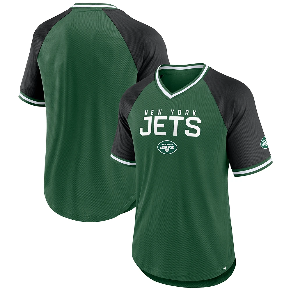 T-shirt raglan Hashmark vert/noir pour hommes Fanatics des New York Jets