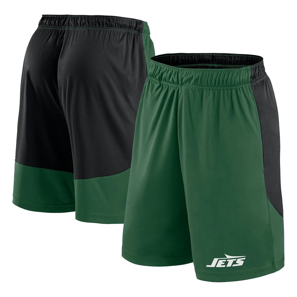 Short de lancement Fanatics vert/noir pour homme des New York Jets