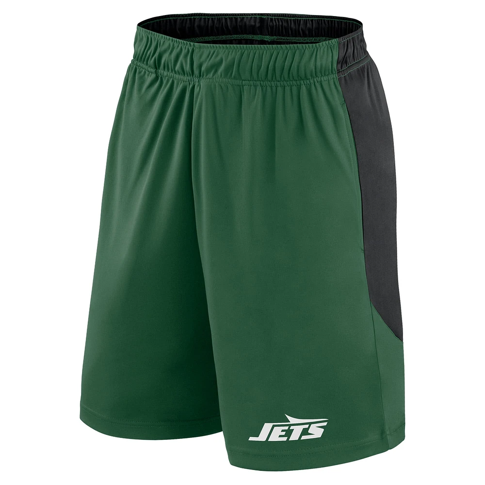 Short de lancement Fanatics vert/noir pour homme des New York Jets