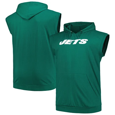 Men's Fanatics Green New York Jets Big & Tall Muscle Hoodie Sleeveless T-Shirt