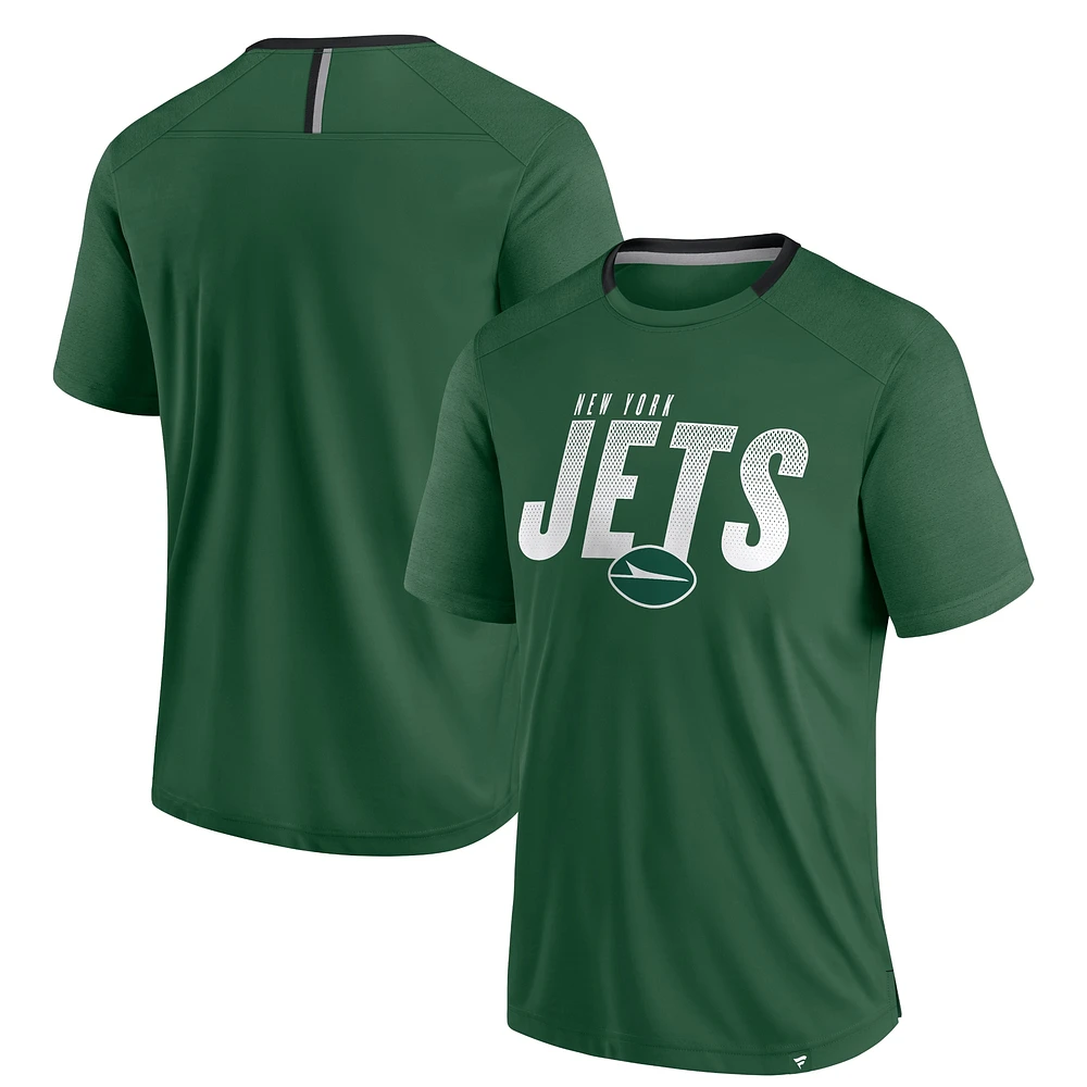 T-shirt vert fanatique pour homme avec logo New York Jets Defender Fade Slant