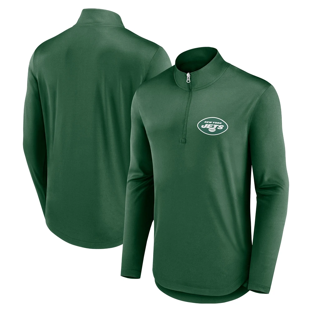 Men's Fanatics Green New York Jets Quarterback Quarter-Zip Top