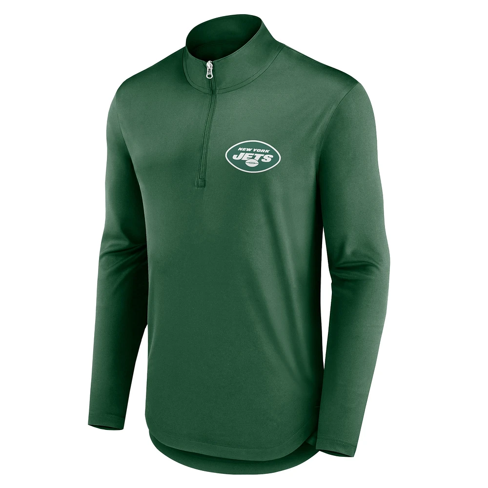 Men's Fanatics Green New York Jets Quarterback Quarter-Zip Top