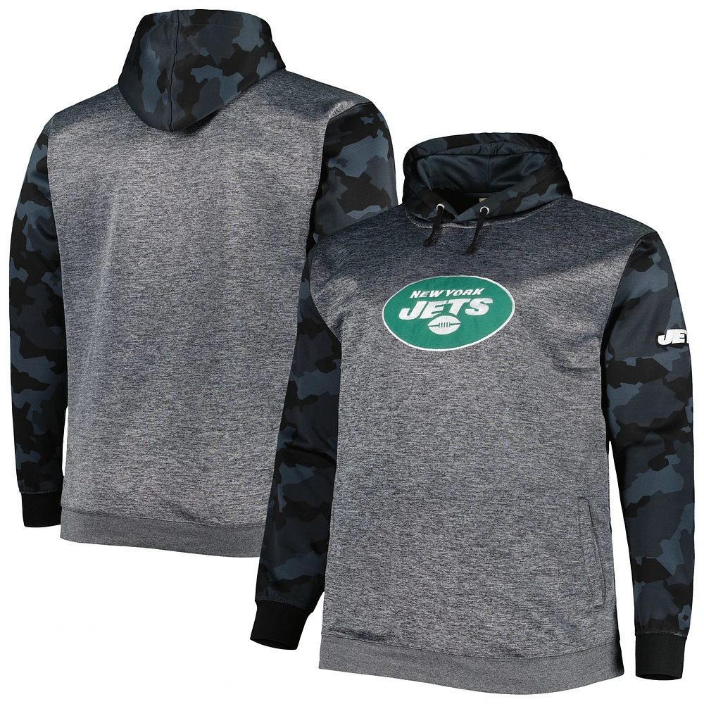 Sweat à capuche camouflage Big & Tall Fanatics Heather Charcoal New York Jets pour hommes