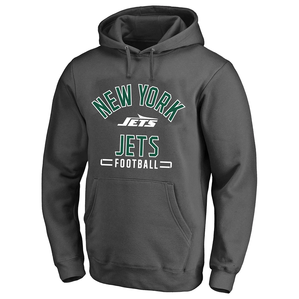 Sweat à capuche Fanatics Heather Charcoal New York Jets pour hommes de grande taille