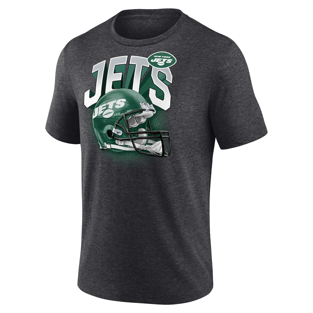 Men's Fanatics  Heather Charcoal New York Jets End Around Tri-Blend T-Shirt