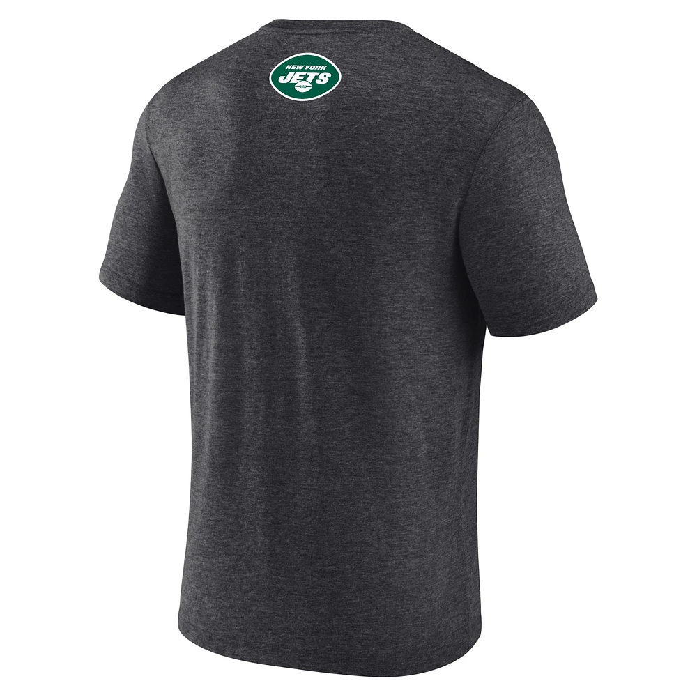 T-shirt tri-blend Heather Charcoal New York Jets pour homme Fanatics