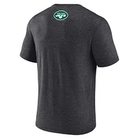 Men's Fanatics  Heather Charcoal New York Jets End Around Tri-Blend T-Shirt