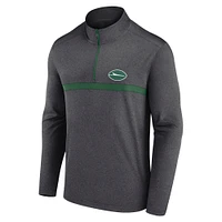 Men's Fanatics  Heather Charcoal New York Jets Head-to-Head Quarter-Zip Pullover