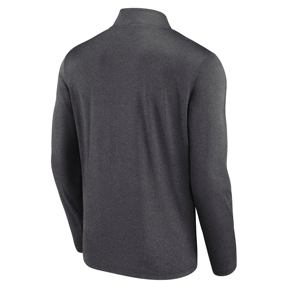 Men's Fanatics  Heather Charcoal New York Jets Head-to-Head Quarter-Zip Pullover